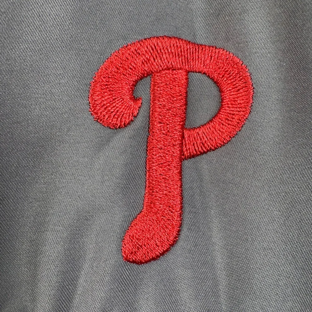 Majestic Philadelphia Phillies VintageFleece Jacket Men XL Red Grey Full Zip Y2K
